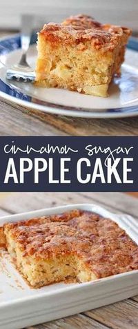 Cinnamon Sugar Apple Cake - A fresh, warm, and delicious dessert | Pinch of Yum