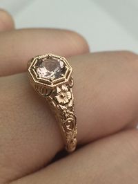 14k Rose Gold 5mm Morganite Center With Flowers by NTproductionS