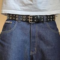 Y2k 2000s Vintage Style Star-Studded Goth Emo Black And Silver Belt These Belts Are Unisex! Unique Star Design One Size Fits All 1.5w X 43.5l Brand New