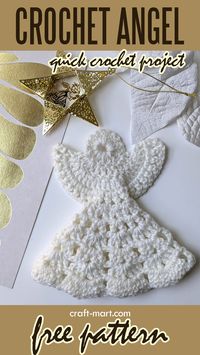 The Crochet Angel pattern is a quick and easy way to embrace the holiday season. It only takes 30 minutes to crochet this free pattern. Consequently, you can use it as mantel decor, table decor, holiday ornament, in a garland, and as a gift tag.