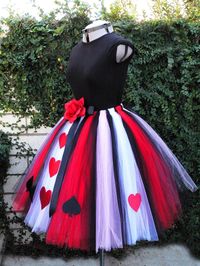 Queen of Hearts - Adult Teen Pre-teen Costume Tutu - Custom Sewn Tutu - up to 36" long - For Halloween and Birthday - Size Small. $150.00, via Etsy.