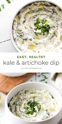 The holy grail of appetizers! This healthy artichoke dip with kale is my take on traditional spinach