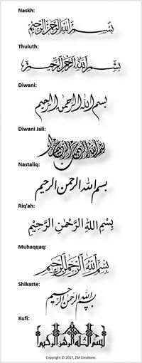 Arabic Calligraphy Variations – Islamic Graphics