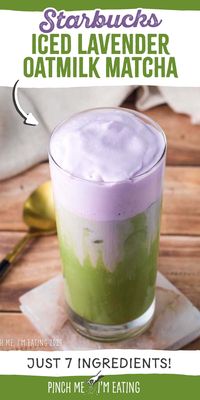 Lavender sweet cream cold foam is the perfect companion to this iced oatmilk matcha latte! Add this easy recipe to your favorite Starbucks copycat drinks to make at home! This sweet green tea latte is so good with the lavender cold foam in the spring!