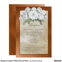 Elegant Copper White Floral Wedding Reception Card