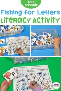 Try adding these Fishing for Letters Alphabet Matching Game cards to a sensory bin for even more hands-on fun!