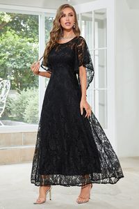 Whether you are dressing for a wedding party, prom,evening party or other formal party, this sophisticated long dress will be your partner.    Product Details      Lace     A Line   Round Neck   Floor Length