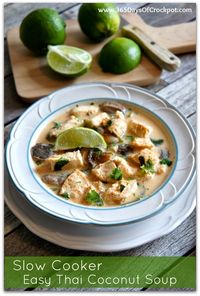 Slow Cooker Recipe for Easy Thai Coconut Soup with Lemongrass #soup #thai #crockpot