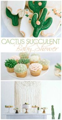 Cactus Succulent Baby Shower + Cucumber Lime Mocktail | themed baby shower | baby shower decor | easy baby shower ideas || This Vivacious Life #babyshower #cactusparty