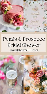 Amazing bridal shower ideas for Petals and Prosecco theme. This theme is popular for it's bubbly and floral aesthetic and it the cutest for a blushing bride and for Summer time.