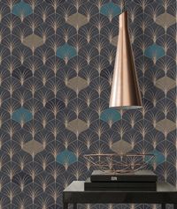 Combining classic design with modern hues, Deco Revival is the perfect choice for those looking to add opulence and sophistication to their home but are looking to keep a design edge. Soft, flowing curves create a detailed pattern that is highlighted throughout with modern metallic tones and vibrant pops of colour. #eurowalls #eurowallswallpaper #wallpaper #wallpapers #newwallpaper #wallpaperonline #wallpaperdecor #wallcoverings #wallpaperdesign #murals #interiors #interiordesign