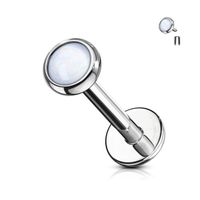 Stalowy labret Illuminating stone zielony - stal chirurgiczna 316L, stal