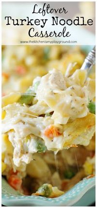 Leftover Turkey Noodle Casserole ~ Whip up a creamy pan to enjoy those Thanksgiving