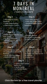 If you are going to be spending 7 days in Montreal, here is a 7 day itinerary for Montreal. Click the link for a free travel planner.