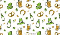 Awesome St patrick's day themed pattern design featuring clovers beer mugs and more! Use this editable pattern for wallpapers backgrounds and more. Edit and play around with this tileable pattern using Illustrator. #stpatricksday #stpatricksdaypattern #stpatricks #shamrock #cover #wallpaper #background