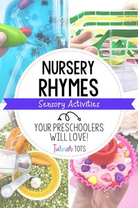 Are you looking for engaging sensory activities to go along with your nursery rhymes weekly lesson plans? These nursery rhymes sensory bins for toddlers include preschool activities to go with Peas Porridge Hot, the Itsy Bitsy Spider, 5 Currant Buns, Humpty Dumpty, and A-Tisket, A-Tasket. From sensory bins to playdough invitations, these hands-on nursery rhymes activities will help your toddlers work on fine motor skills and learn through play!