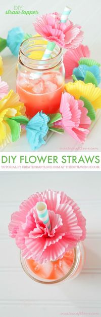 DIY Crafts - Add flare to your next summer gathering with these easy to make DIY Straw Toppers!  via createcraftlove.com for the36thavenue.com