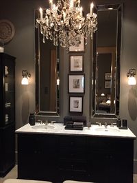 Chandelier in bathroom