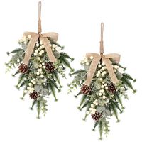 PRICES MAY VARY. CHRISTMAS DECORATIONS: The exquisite Christmas decoration is composed of white berries/Linen Bow artificial green plants, and its exquisite appearance can meet your personalized decoration needs. It can maintain long-lasting beauty at any time. Meanwhile, it will create a warm Christmas atmosphere for your home. SIZE: The size of the artificial Christmas hanging decoration is 19 inches long. They are lightweight and easy to hang, and can be used for any front door entrance or wall, fireplace decoration. Let you easily decorate your holiday and add a festive atmosphere to your home or party. MULTI FUNCTIONAL HANGING: Christmas decorations can be used to hang above indoor or outdoor doors, walls, railings, or fireplaces, and can also be used for Thanksgiving, Christmas, New