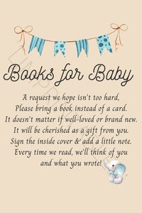 Baby Shower - Books for Baby Card Insert! Digital Download - 4 x 6 format It is an INSTANT DOWNLOAD, which means you can access your template within minutes of purchase.  Want to get baby books instead of cards for the shower? Add this insert into your invitations and give baby tons of special memories and amazing books to read!  Check out the rest of my store for matching items!