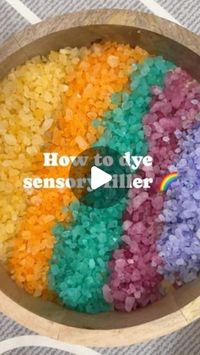 Desiree Blanchard, M.H.K | Baby & Toddler Play on Instagram: "🌈✨Make your own sensory base by using ice cream salt! Have you tried this one before?? 

➡️Remember to click the✨FOLLOW✨ button to continue learning more! 🧚‍♂️

To recreate this activity, scoop some ice cream salt in a ziplock bag or container with a lid. Add a few drops of food colouring, a squirt of hand sanitizer, or 1 tsp of vinegar. This helps spread the colour around. Shake up the bag/container until evenly covered. Lay out to dry on a parchment paper. Once dry, transfer to a container for play. Have fun! 🫶🏻💕

•
•
•

#sensoryplay #sensoryplayideas #sensoryfiller #explorethroughplay #preschoolactivities #preschoolplay #learningthroughplay #learningthroughplaying"