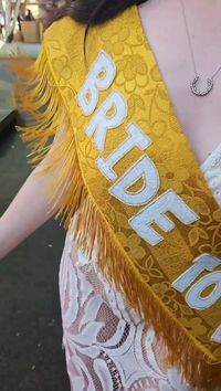 Bespoke handmade bridal sash with fringed or pom pom edge. Made from vintage fabric. Includes sash pin. Sash shown is in made from a vintage deadstock fabric and with handmade crimplene letters "Bride to be".  Get in touch for a consultation! Or for a faster turnaround, tell us your colour scheme and we'll do the rest.