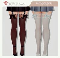 Enhance your Sim's 4 wardrobe with my Sweet Temptation Garters! These elegant stockings feature intricate lace and adorable bows, adding a touch of sophistication and allure to any outfit. Available in a 20 colors, my garter stockings are perfect for creating a chic and fashionable look.  Thank you very much for your support! #sims4cc