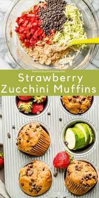 These zucchini strawberry muffins are most, fluffy and made extra special with a handful of chocolate chips, they are easy to make a bake up in 22 minutes.