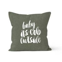 olive green baby its cold outside throw pillow, construction2style home decor