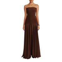 ESSE Studios "Illi" maxi dress featuring a strapless neckline in silk-blend  Sleeveless Drop-waist silhouette Full length Back zip  Viscose/silk Dry clean Made in Australia