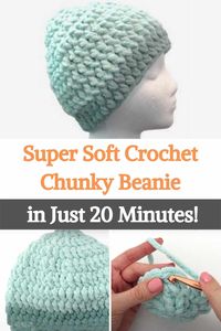 This is probably one of the fastest crochet beanies you will ever make! The author crocheted this hat in just 20 minutes! That's is crazy. Grab your best super bulky soft yarn in your two favorite colors, an L11 / 8mm crochet hook, and follow the video tutorial to find out how to make this cool crochet hat. The finished hat fits most kids and adults. For a slightly larger size or if you want a looser fit, just use a larger crochet hook. You will find it super easy and so fast that you will...