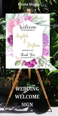 Digital file - Custom Name Wedding Sign, Personalized Welcome Banner, Wedding Decor, Seating Chart, Event Sign Poster, Table Number, Couple