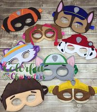 Pup Patrol Felt Masks, pretend play, pups, party favors, dress up, made to order, stocking stuffers, party favors, costume party masks