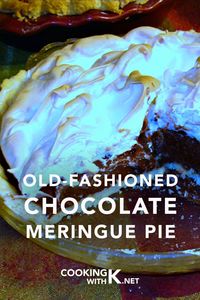 Old-fashioned chocolate meringue pie is creamy, rich chocolate filling adorned with fluffy meringue in a flakey pie crust, just like grandma makes.