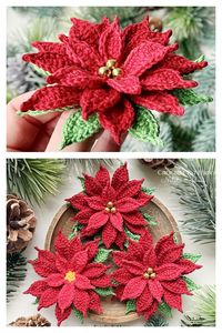 Christmas Star Poinsettia Flower Crochet Pattern