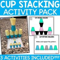 Take cup stacking to the next level with our comprehensive set, complete with engaging task cards designed to ignite learning and creativity in preschool and kindergarten students! This set offers endless opportunities for skill-building and fun.Included In This Product:1.  Build a Word: Spark literacy skills by challenging students to arrange the cups to spell out CVC words using the colored cups. This activity makes learning letters and sounds a hands-on adventure.2.  Build the Same Tower: Fos