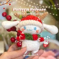 Pattern is available on my Ko-fi page ૮ ˶´ ᵕˋ ˶ა Check out and hope you will like it ^^ #Christmas #Cinnamoroll #Sanriocharacter #crochet