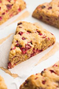 Healthy Cranberry Orange Scones -- so tender & ready in 30 minutes! Nearly 5g of protein too!