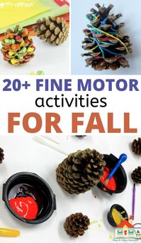 Fall fine motor activities are creative, autumn-themed ways to build and improve fine motor skills in kids. Here are 20+ activities to try! There are activities for toddlers, preschool, and kindergarten kids, too.