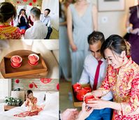 Chinese wedding tradition: China tea ceremony is a way for the couple to show the parents respect and gratitude for all the years of love and care; Wen and Andres completed the tea ceremony to unite both families.