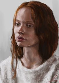 Ginger girl portrait art in computer graphic