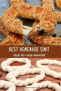 How to make simit (aka Turkish Bagel) at home with just 6 ingredients (vegan) - a delicious, sesame-crusted Turkish bread recipe perfect for a breakfast spread, sandwich, or snack!