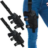 Liliful Drop Leg Holster Thigh Pistol Airsoft Holster Car Gun Holder Tactical Adjustable Bedside Holster for Halloween Costume Dress Decoration Car Desk Home Office, Black (2 Pcs)