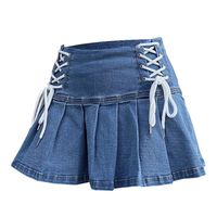 ♡ This Y2K mini skirt has a denim construction, a mid-rise waist, a pleated design, and lace up details with ribbon ties Size:• S: Waist: 60cm/ 23.6 in, Hips: 80cm/ 31.5 in, Length: 32cm/ 12.6 in• M: Waist: 64cm/ 25.2 in, Hips: 84cm/ 33.1 in, Length: 33cm/ 13.0 in• L: Waist: 68cm/ 26.8 in, Hips: 88cm/ 34.6 in, Length: 34cm/ 13.4 inMaterial: Denim