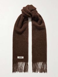 JACQUEMUS Fringed knitted scarf | NET-A-PORTER