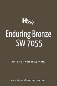 Enduring Bronze SW 7055 by Sherwin Williams is a rich, sophisticated hue that beautifully balances between a warm brown and a muted bronze. This color has a timeless appeal, evoking a sense of stability and grounded elegance in any space. Its unique blend offers a perfect backdrop for a variety of interior styles, especially those leaning towards traditional, rustic, or even modern aesthetics.