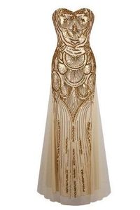 Shining Gold Great Gatsby Dress Strapless Sequined