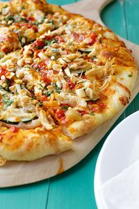 Thai Chicken Pizza. I know this will be a hit in our kitchen:) YUM.