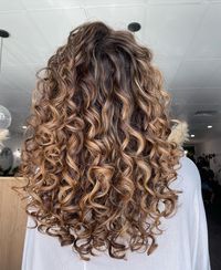 Blonde Balayage On Dark Curly Hair