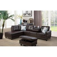 Charlton Home Schwindt Sectional with Ottoman Upholstery Color: Brown, Orientation: Left Hand Facing